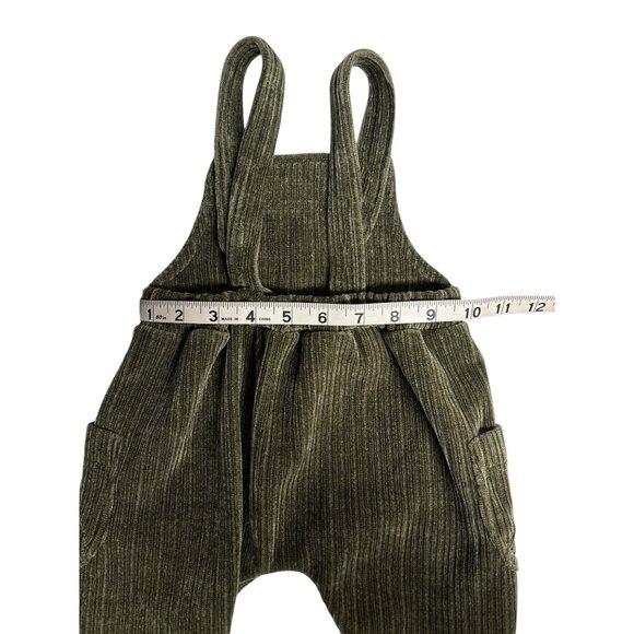 Green Corduroy Baby Overalls With Button Straps & Pockets By La Stella - Picture 6 of 7